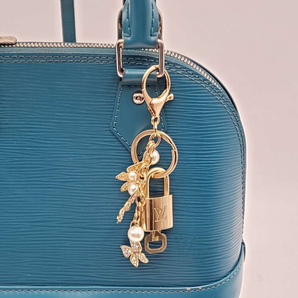 Authentic LV Gold Padlock & Key Set ✨ Luxury Bag Charm w/ Unbranded Keychain